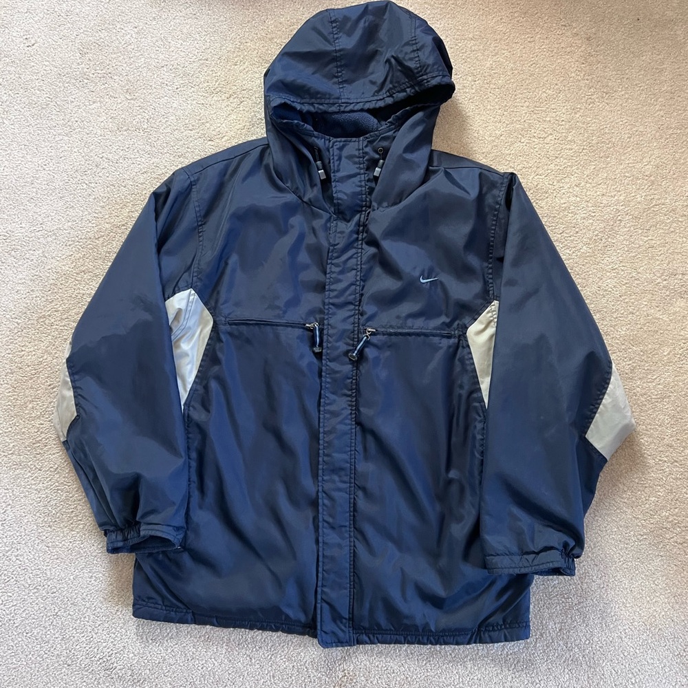 Vintage Y2K Nike navy blue fleece lined jacket men’s size XL